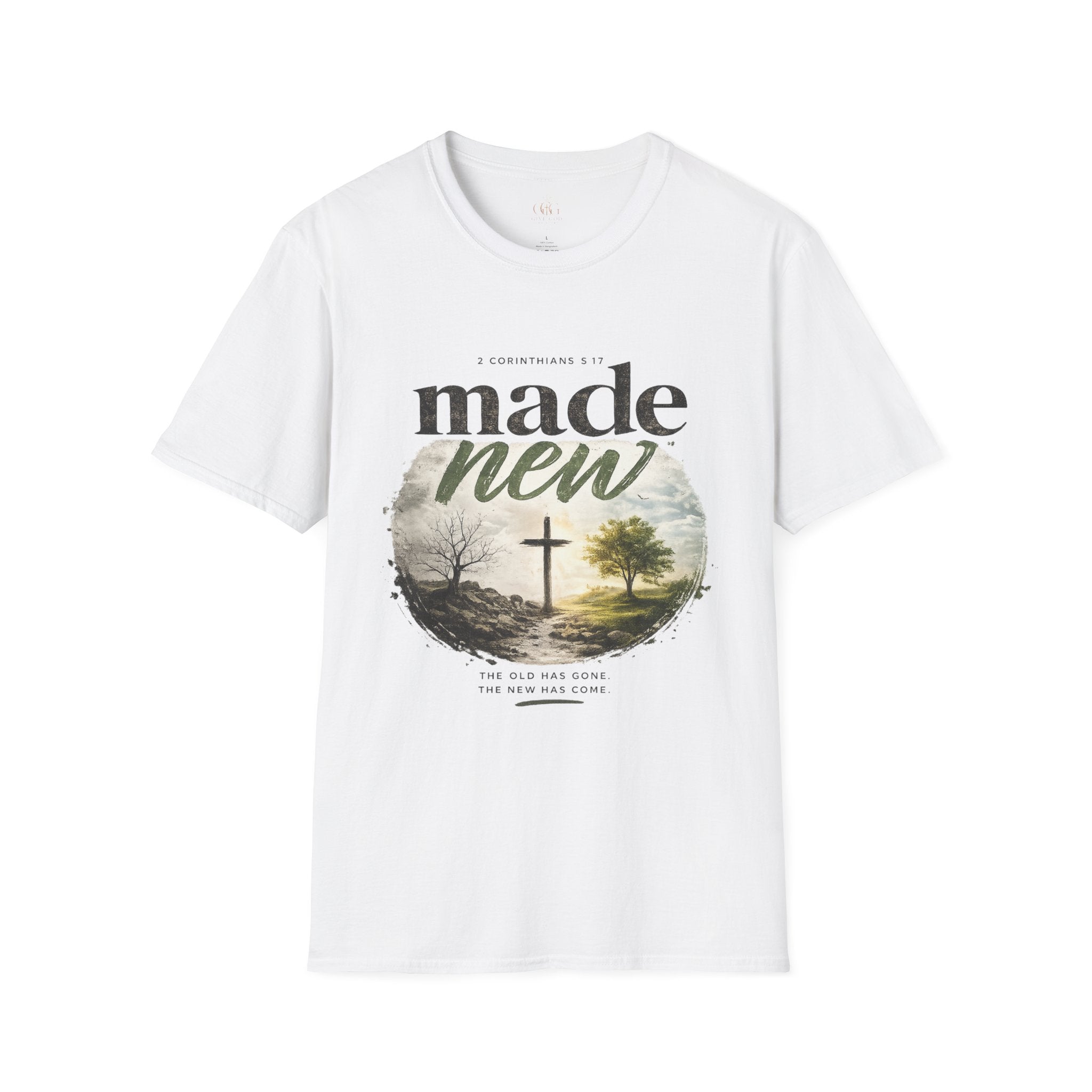T-Shirt — "Made New" Christian Faith Graphic Tee (2 Corinthians 5:17)