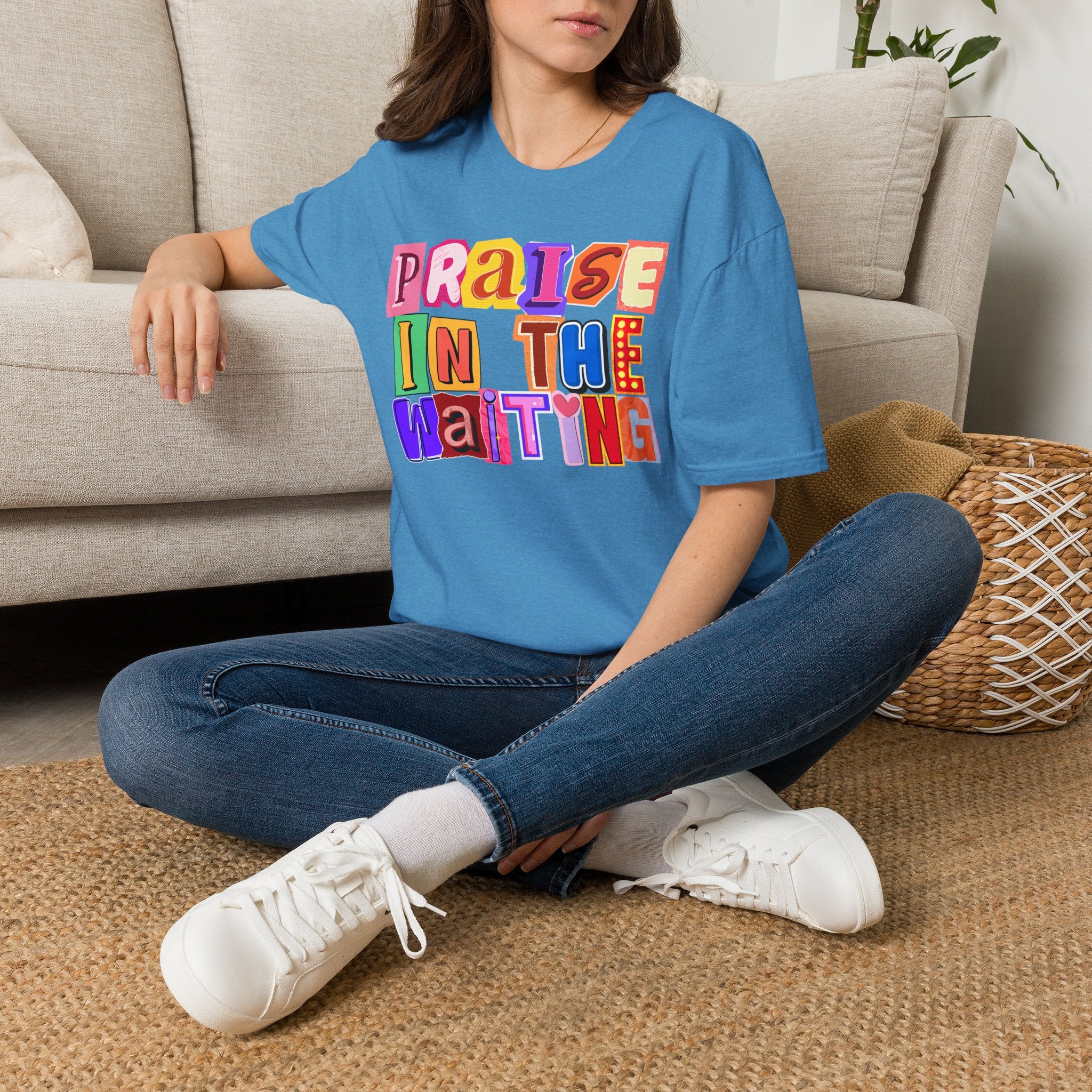 T-Shirt — "Praise in the Waiting" Colorful Inspirational Graphic Tee