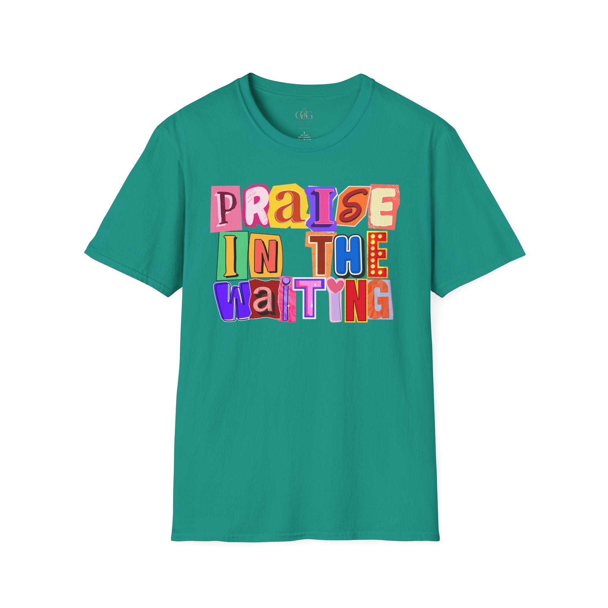 T-Shirt — "Praise in the Waiting" Colorful Inspirational Graphic Tee