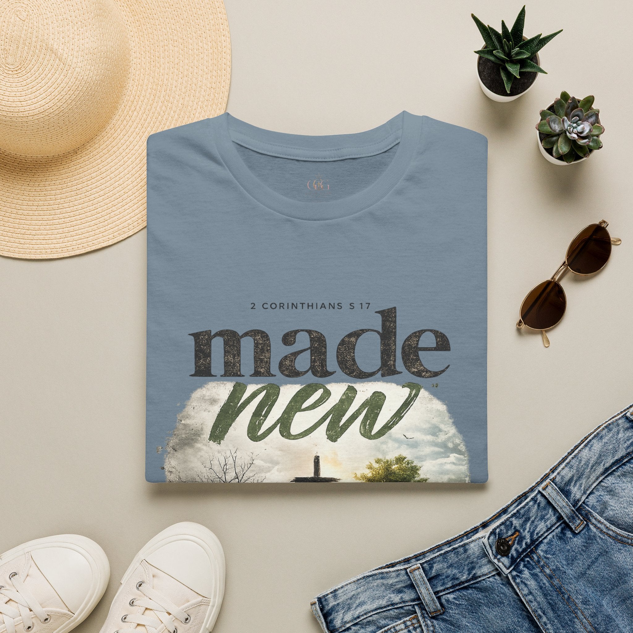 T-Shirt — "Made New" Christian Faith Graphic Tee (2 Corinthians 5:17)