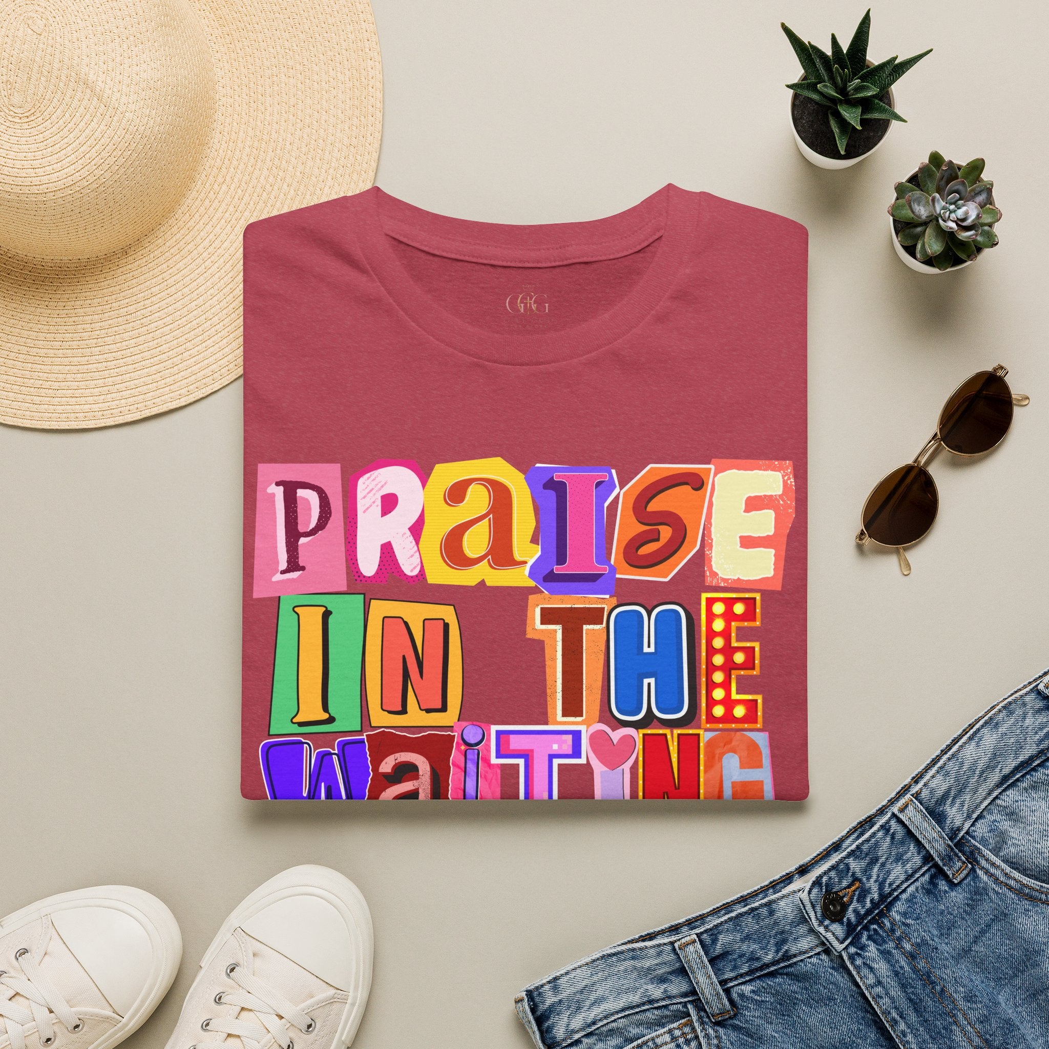 T-Shirt — "Praise in the Waiting" Colorful Inspirational Graphic Tee