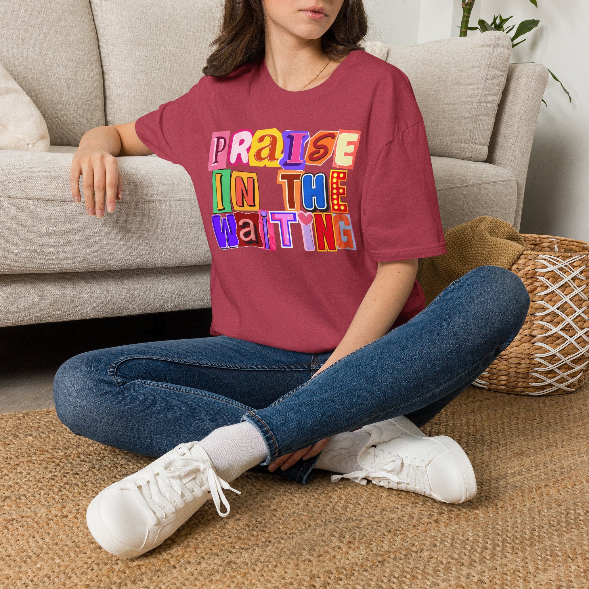 T-Shirt — "Praise in the Waiting" Colorful Inspirational Graphic Tee