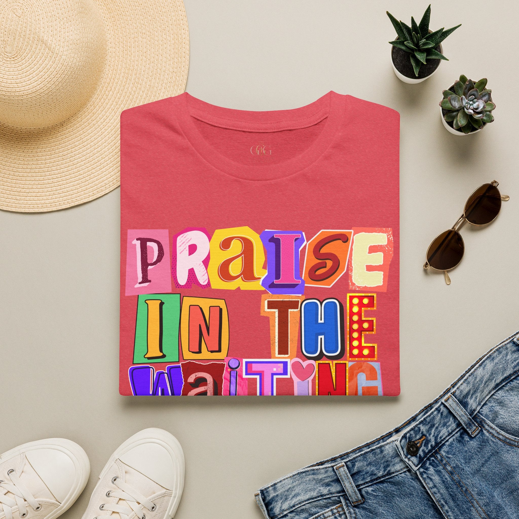 T-Shirt — "Praise in the Waiting" Colorful Inspirational Graphic Tee