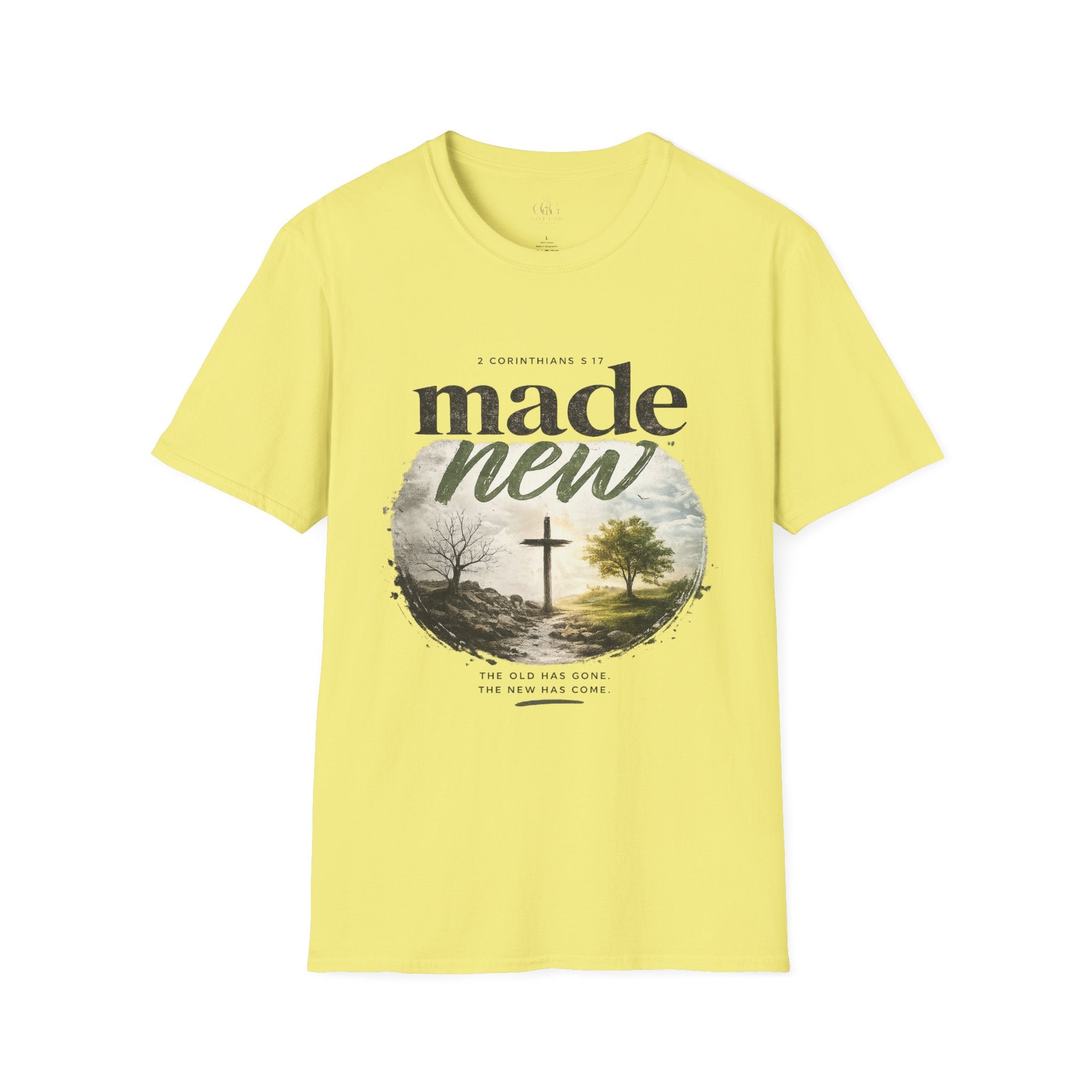 T-Shirt — "Made New" Christian Faith Graphic Tee (2 Corinthians 5:17)