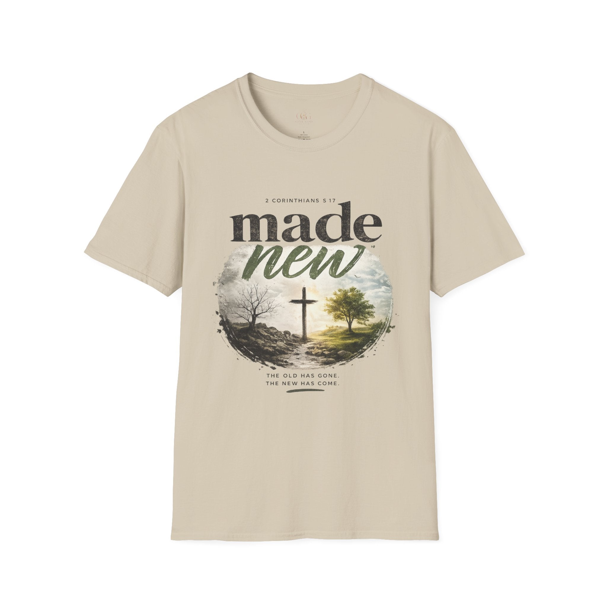 T-Shirt — "Made New" Christian Faith Graphic Tee (2 Corinthians 5:17)