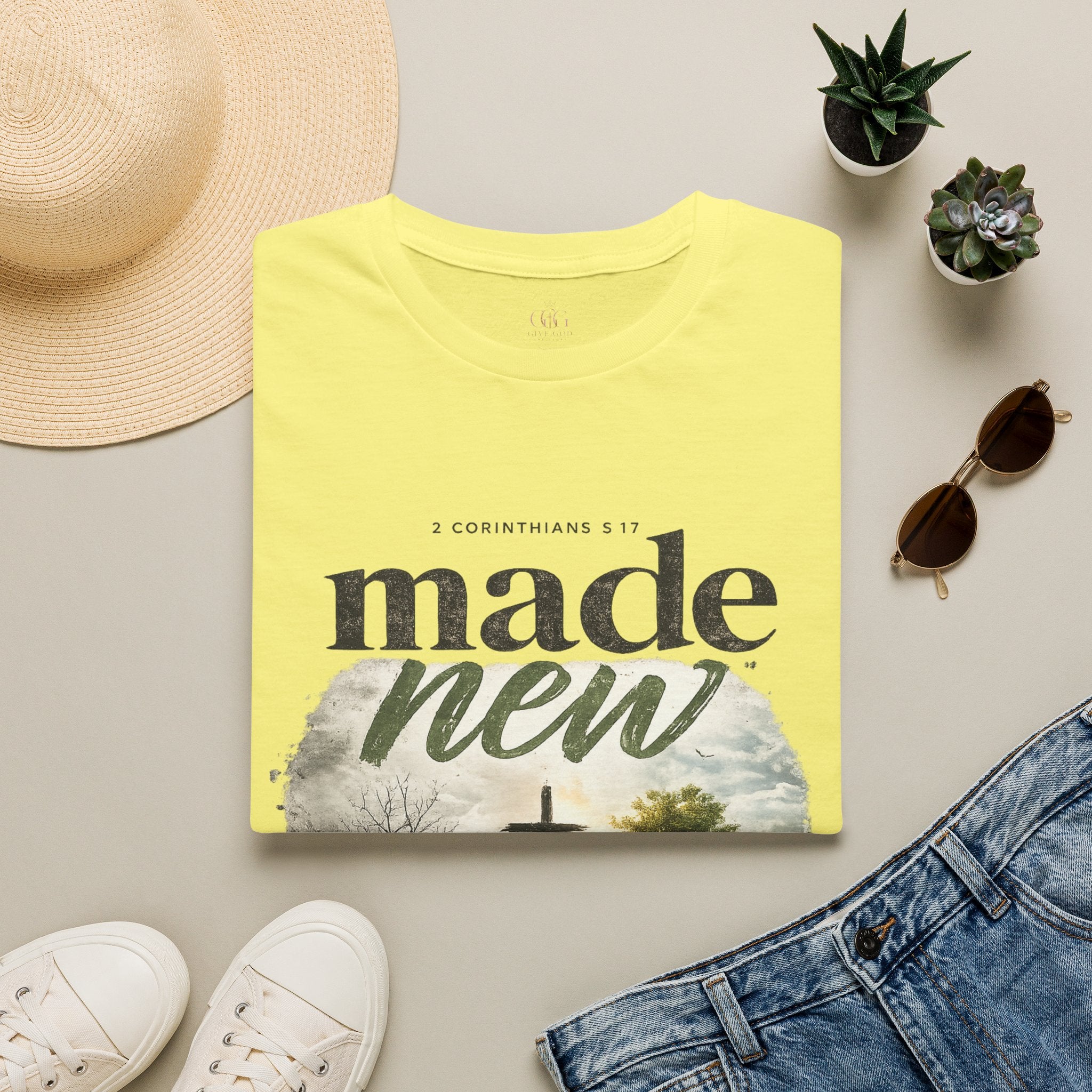 T-Shirt — "Made New" Christian Faith Graphic Tee (2 Corinthians 5:17)