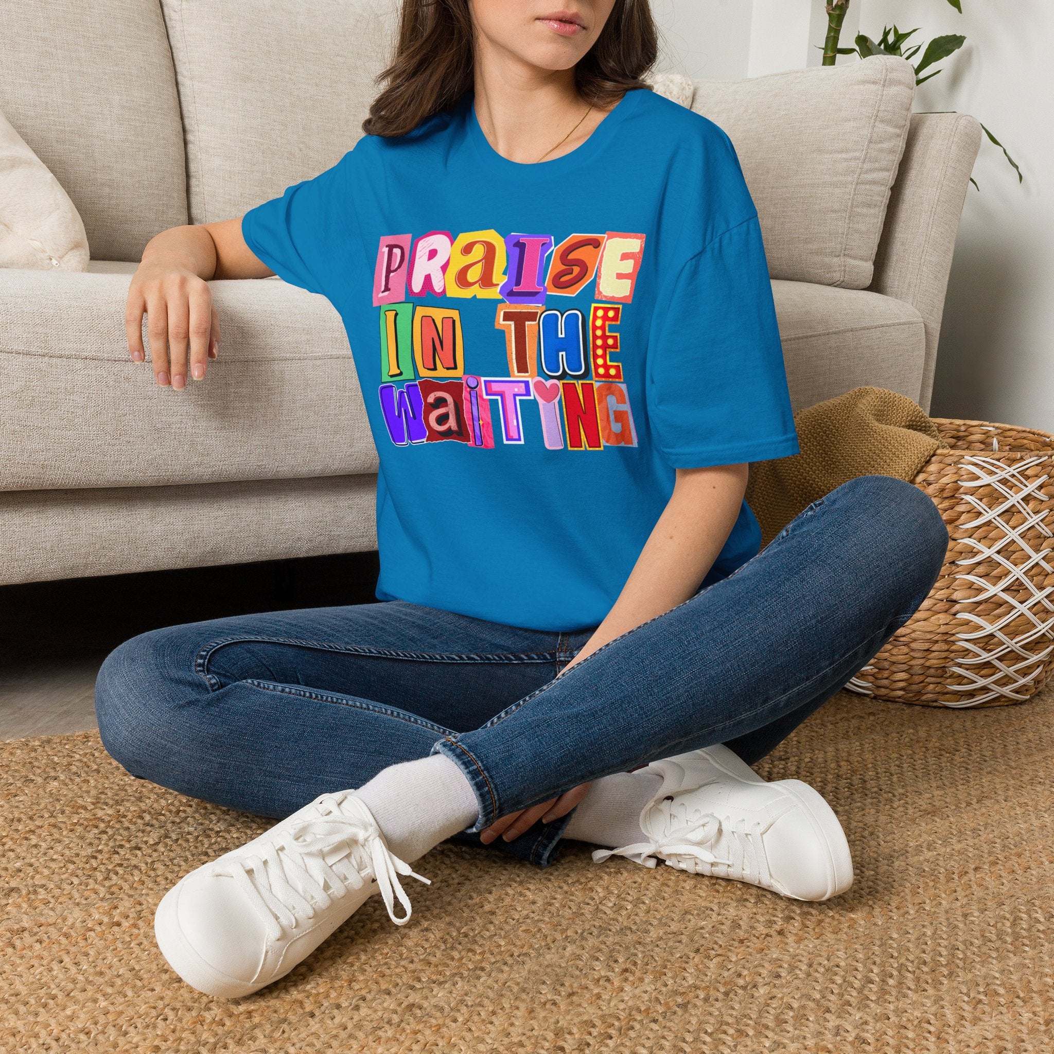 T-Shirt — "Praise in the Waiting" Colorful Inspirational Graphic Tee