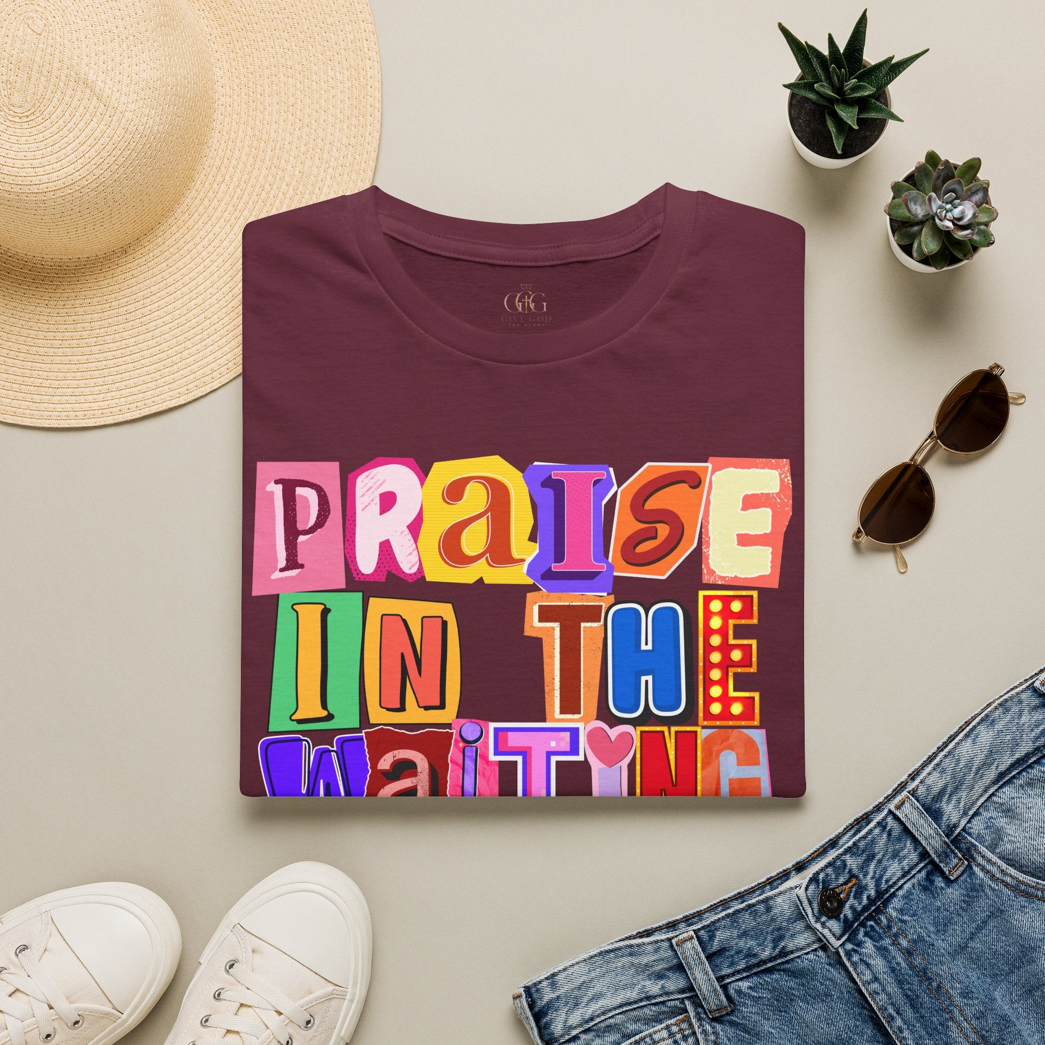 T-Shirt — "Praise in the Waiting" Colorful Inspirational Graphic Tee