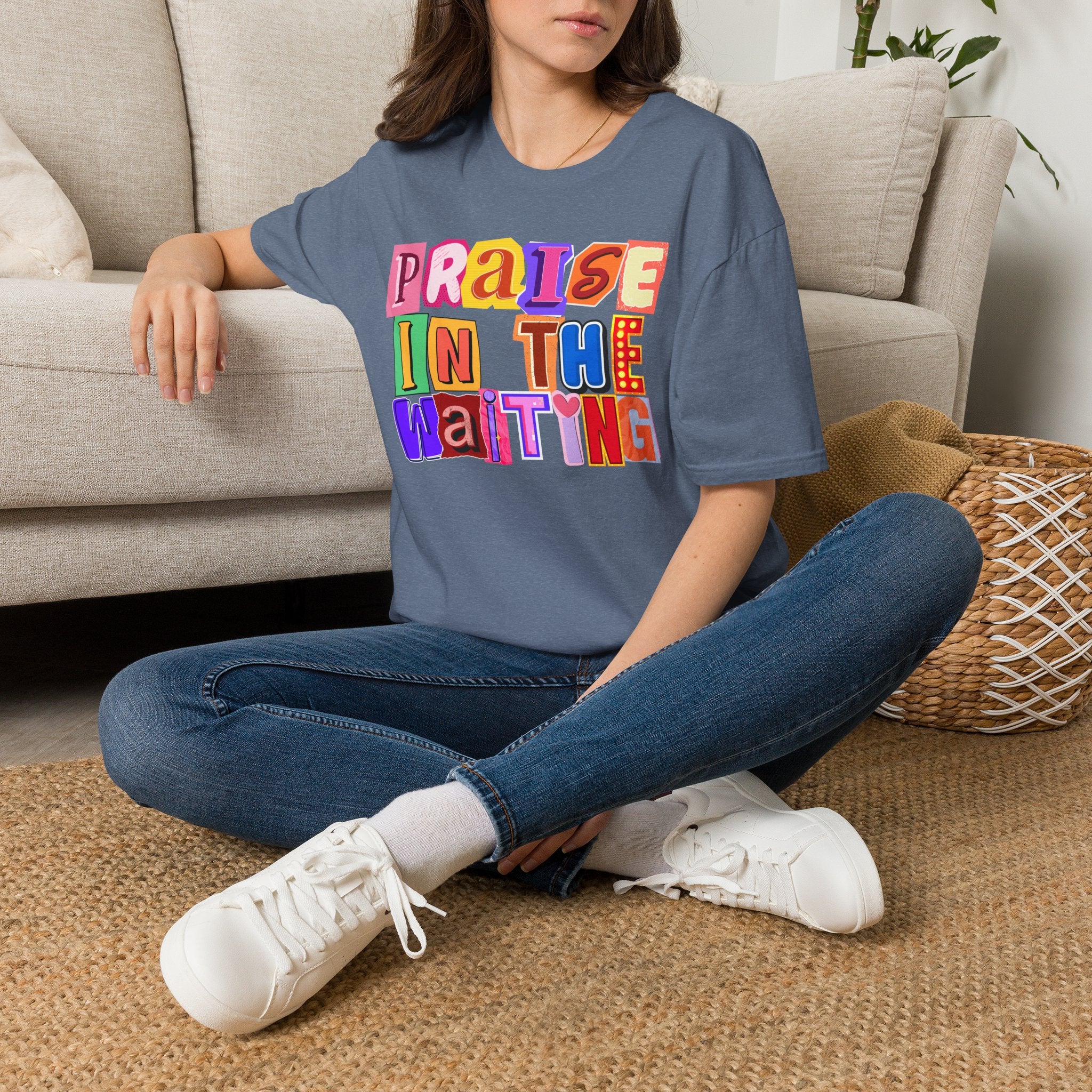 T-Shirt — "Praise in the Waiting" Colorful Inspirational Graphic Tee