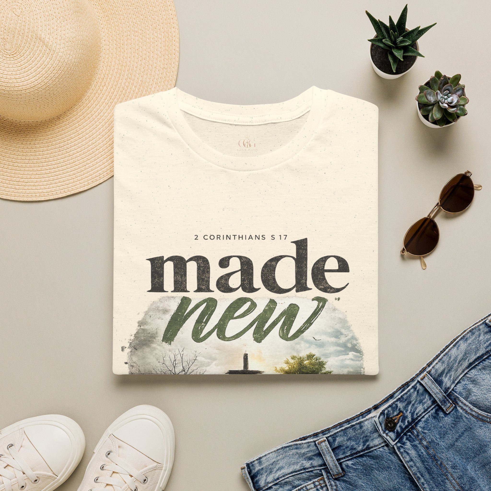 T-Shirt — "Made New" Christian Faith Graphic Tee (2 Corinthians 5:17)