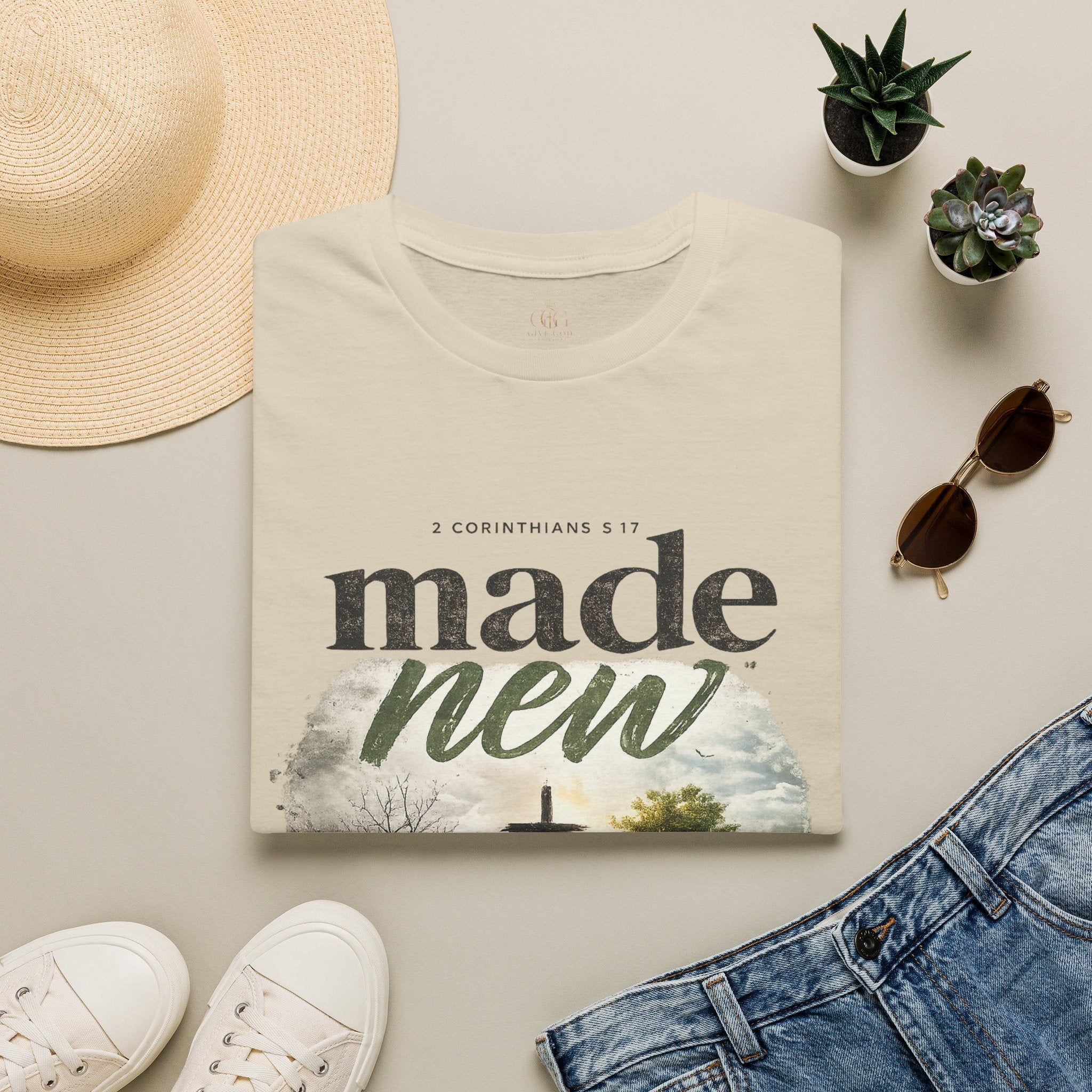T-Shirt — "Made New" Christian Faith Graphic Tee (2 Corinthians 5:17)