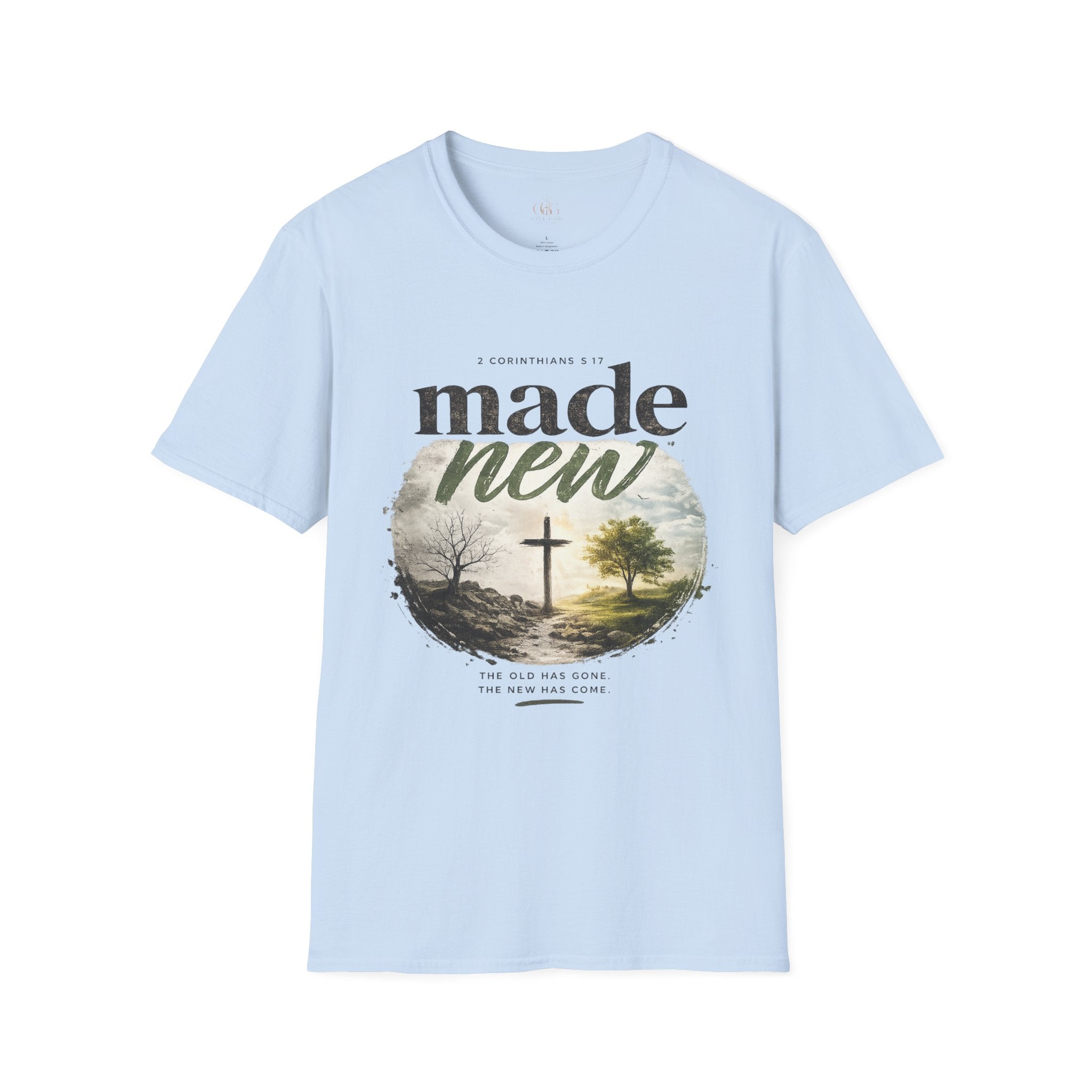 T-Shirt — "Made New" Christian Faith Graphic Tee (2 Corinthians 5:17)