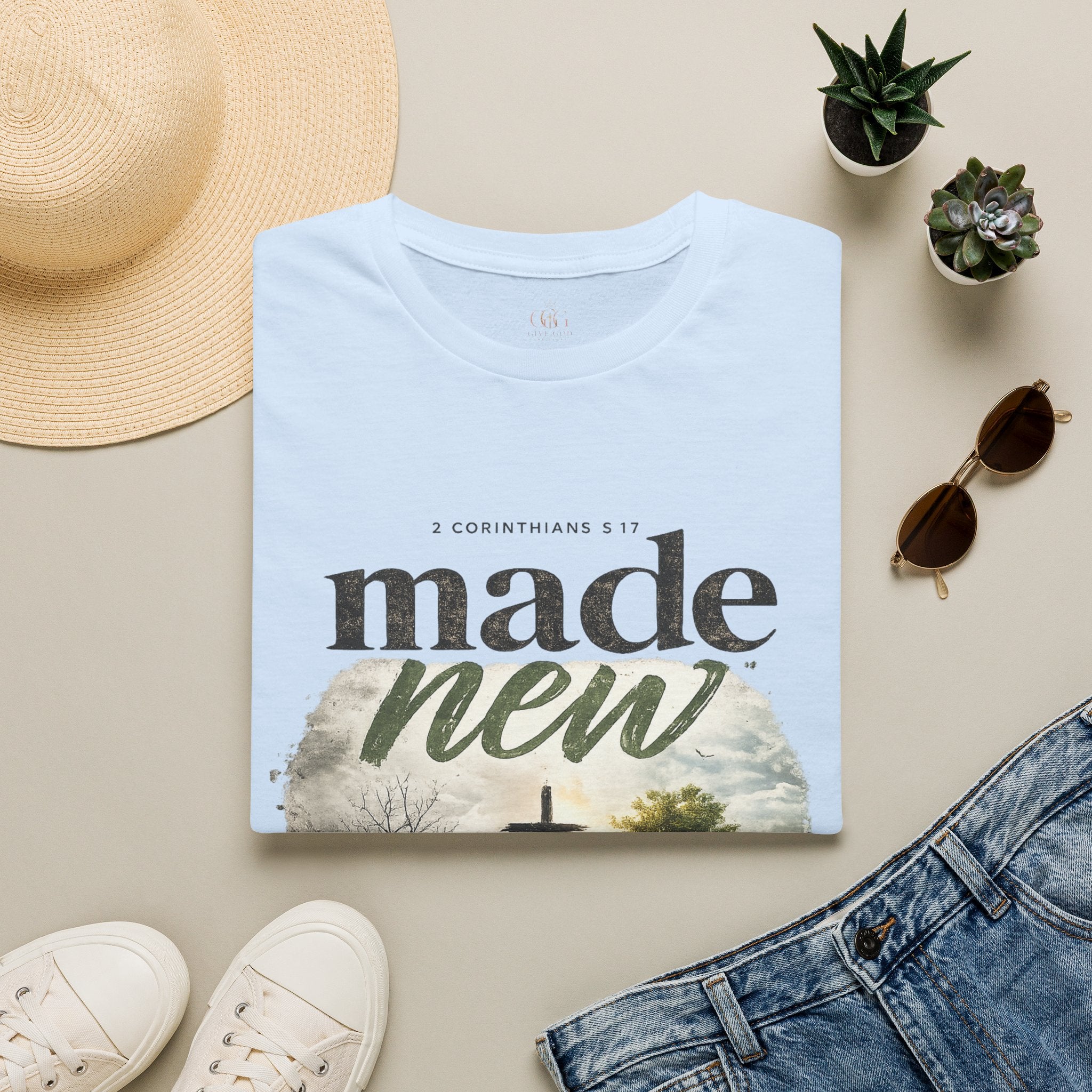 T-Shirt — "Made New" Christian Faith Graphic Tee (2 Corinthians 5:17)