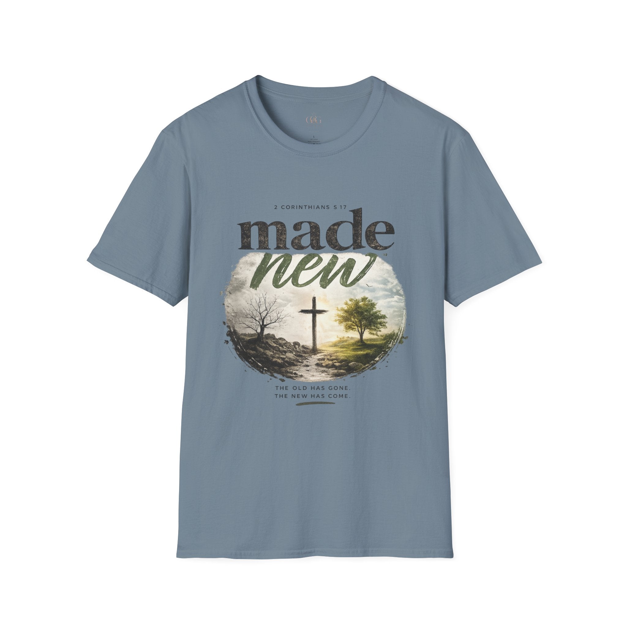 T-Shirt — "Made New" Christian Faith Graphic Tee (2 Corinthians 5:17)
