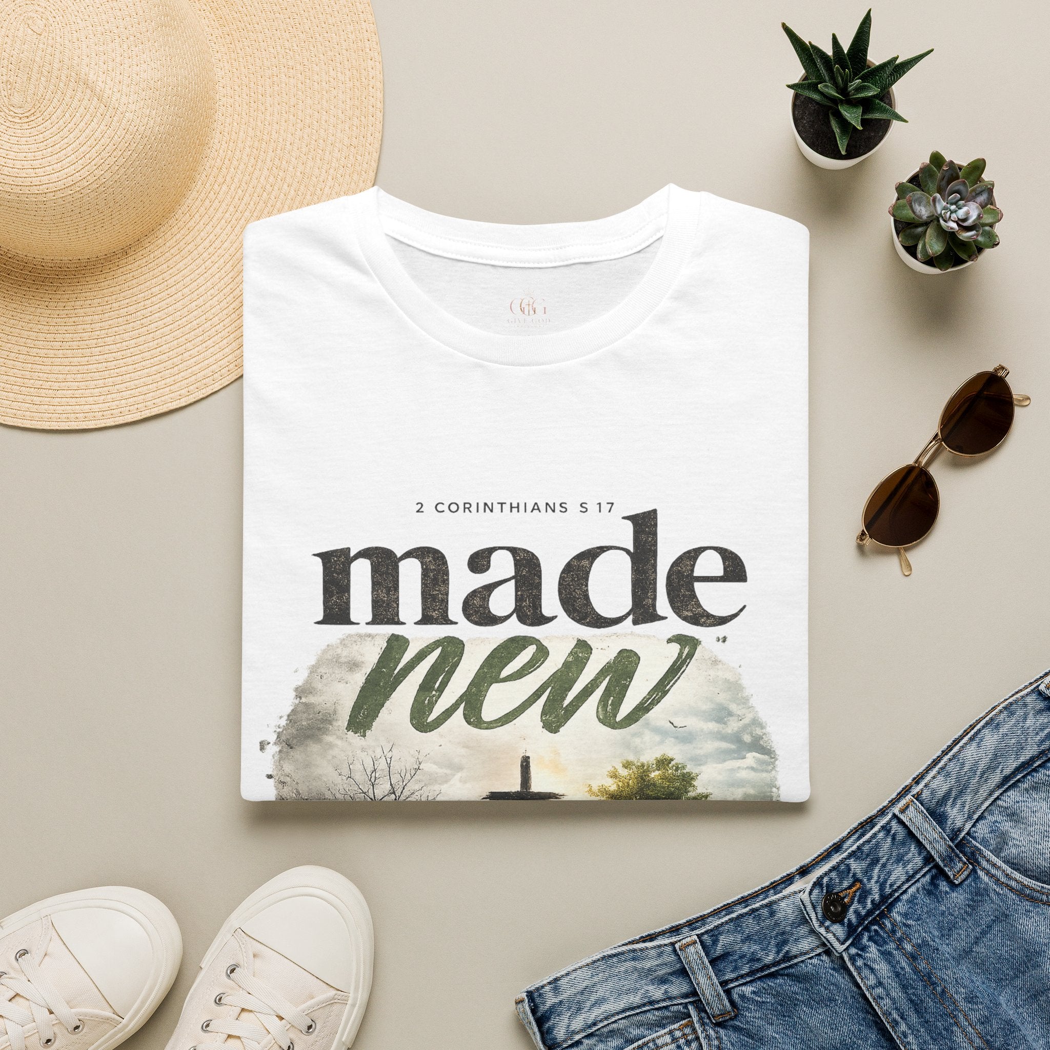 T-Shirt — "Made New" Christian Faith Graphic Tee (2 Corinthians 5:17)